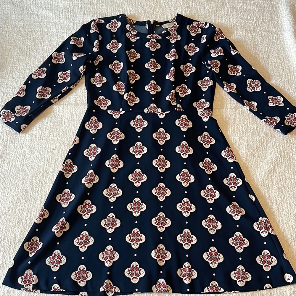 LOFT Navy and Pink Floral Dress
